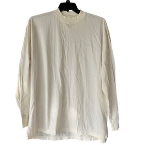 Ashworth Mens XL Cream Long Sleeve Mock Neck Shirt Double Mercerized Cotton Golf